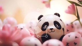 Intra Συλλεκτικό Ξύλινο Παζλ Plywood  4mm - Αρκούδα Panda με ροζ και λευκά λουλούδια Σε Ξύλινο Κουτί - Διαστάσεις: 10x10 cm – 25 κομμάτια