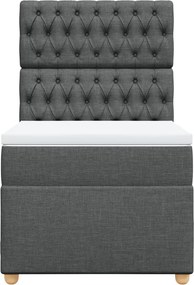 vidaXL Κρεβάτι Boxspring με Στρώμα Σκούρο Γκρι 90x200 εκ. Υφασμάτινο