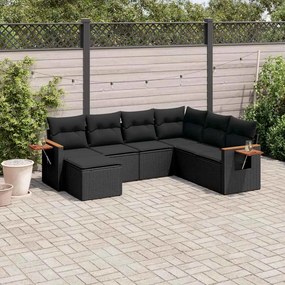 vidaXL Patio Sofa Set 7-θέσια Black