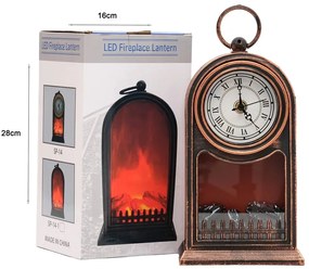 Διακοσμητικό Φωτιστικό Τζάκι με Ρολόι - Led Fireplace Lantern SP-14