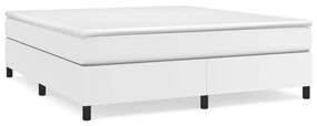 vidaXL Κρεβάτι Boxspring με Στρώμα Λευκό 160x200εκ.από Συνθετικό Δέρμα
