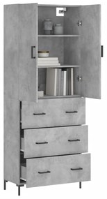 vidaXL Ντουλάπι Γκρι Σκυροδέματος 69,5x34x180 εκ. Επεξεργασμένο Ξύλο