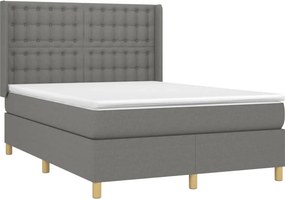 vidaXL Κρεβάτι Boxspring με Στρώμα Σκούρο Γκρι 140x200 εκ Υφασμάτινο