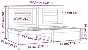 vidaXL Καναπές Κρεβάτι Γκρι 90x200 εκ. από Μασίφ Ξύλο Πεύκου