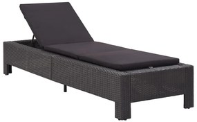 vidaXL Ξαπλώστρα Μαύρη από Συνθετικό Ρατάν με Μαξιλάρι