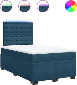 vidaXL Κρεβάτι Boxspring με Στρώμα Μπλε 120x200 εκ. Βελούδινο