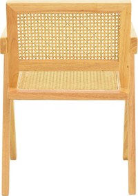 Πολυθρόνα Winslow pakoworld rubberwood-rattan σε φυσική απόχρωση 51x54x80εκ