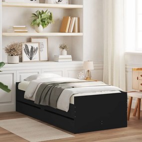 Πλαίσιο Κρεβατιού με Συρτάρια Μαύρο 90x200 εκ