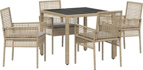 vidaXL Σέτ φαγητού για κήπο 5 pcs Μπεζ συνθετικό ρατάν