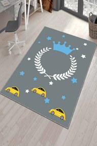 Stewehome Παιδικό Χαλί Γκρι με Στέμμα Πλενόμενο 120x180 cm
