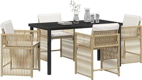 vidaXL Σέτ φαγητού για κήπο 5 pcs Μπεζ συνθετικό ρατάν