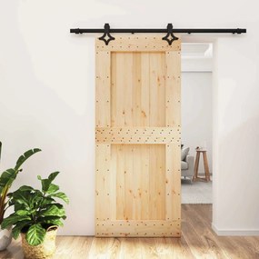 vidaXL Συρόμενη Πόρτα Φυσικό και Μαύρο 90 x 210 cm