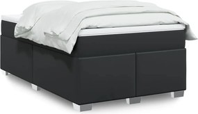 vidaXL Κρεβάτι Boxspring με Στρώμα Μαύρο 120 x 200 εκ. Συνθετικό Δέρμα