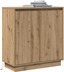 vidaXL Πλευρικό Τραπέζι LED Artisan Δρυς 71 x 34,5 x 75 εκ.