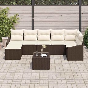 vidaXL Σέτ φαγητού για κήπο με μαξιλάρι 8 pcs Καφέ, Κρέμα