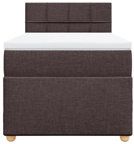 vidaXL Κρεβάτι Boxspring με Στρώμα Σκούρο Καφέ 100x200 εκ. Υφασμάτινο