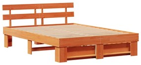 vidaXL Σκελετός Κρεβατιού Καφέ κεριού 140 x 200 cm Μασίφ ξύλο πεύκου