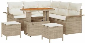vidaXL Σετ Καναπέ Κήπου Ρυθμιζόμενο ύψος 8 pcs Μπεζ συνθετικό ρατάν