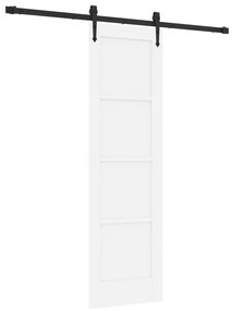 vidaXL Συρόμενη Πόρτα με Σετ Εξαρτημάτων Λευκή 61x198.5 εκ. Συμπαγές Ξύλο Πεύκου