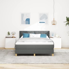 vidaXL Κρεβάτι με βάθος και στρώμα σκούρο γκρι 140 x 200 εκ από ύφασμα