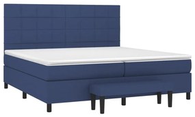 Κρεβάτι Boxspring με Στρώμα Μπλε 200x200 εκ. Υφασμάτινο - Μπλε