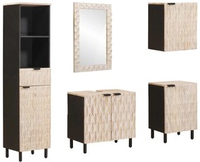 vidaXL Σετ Μπάνιου Λευκό Φινίρισμα Καθαρισμού Στερεό ξύλο μάνγκο