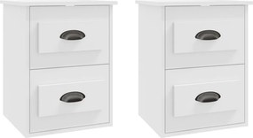 vidaXL Κομοδίνα Επιτοίχια 2 τεμ. Λευκά 41,5x36x53 εκ.