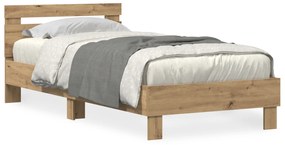 vidaXL Κρεβάτι με LED Φώτα Artisan Oak 100x200 εκ
