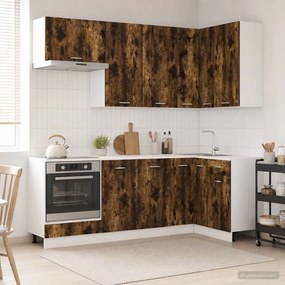 vidaXL Μονάδα κουζίνας LYON 8 pcs Καπνισμένο Ξύλο Δρυός