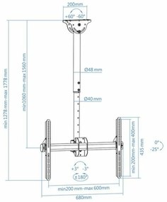 Βάση TV Οροφής TooQ LPCE1170TSLI-B 37-70&quot;