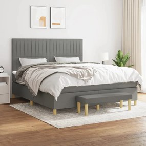 Κρεβάτι Boxspring με Στρώμα Σκούρο Γκρι 160x200 εκ Υφασμάτινο