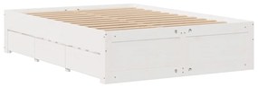 Κρεβάτι Βιβλιοθήκη Χωρίς Στρώμα 140x190 εκ Μασίφ Ξύλο Πεύκου - Λευκό