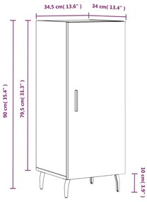 Ντουλάπι Μαύρο 34,5 x 34 x 90 εκ. από Επεξεργασμένο Ξύλο - Μαύρο