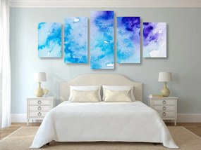 Εικόνα 5 μερών μπλε και μοβ αφηρημένη τέχνη - 200x100