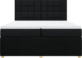 vidaXL Κρεβάτι Boxspring με Στρώμα Μαύρο 200x200 εκ. Υφασμάτινο