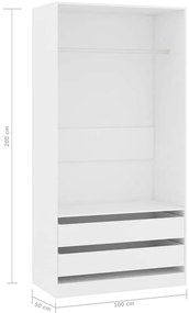 vidaXL Ντουλάπα Λευκή 100 x 50 x 200 εκ. από Επεξ. Ξύλο