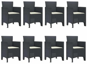 vidaXL Σέτ φαγητού για κήπο 9 pcs Ανθρακί Rattan Polt