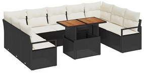 vidaXL Σετ Καναπέ Κήπου με αποθήκευση 10 pcs Μαύρο Πολυ ράταν