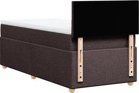 vidaXL Κρεβάτι Boxspring με Στρώμα Σκούρο Καφέ 90x190 εκ. Υφασμάτινο