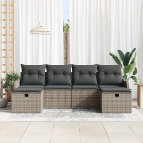 vidaXL Σετ Καναπέ 6 Τεμαχίων  με Μαξιλάρια Γκρι Ρατάν Πολυεστέρα