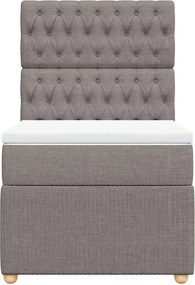 vidaXL Κρεβάτι Boxspring με Στρώμα Taupe 90x200 εκ. Υφασμάτινο