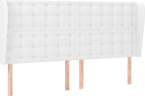 vidaXL Κεφαλάρι με Πτερύγια Λευκό 203x23x118/128 εκ. Συνθ. Δέρμα