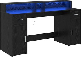 vidaXL Γραφείο με ράφι Μαύρη δρυς 160 x 55 x 91 εκ. Επεξεργασμένο ξύλο