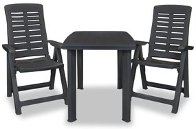 vidaXL Σετ Επίπλων Bistro 3 Τεμαχίων Ανθρακί Πλαστικό
