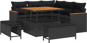 vidaXL Σετ Καναπέ Κήπου με μαξιλάρι 8 pcs Μαύρο Πολυ ράταν