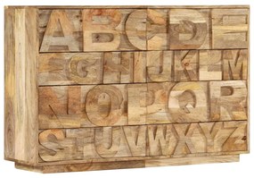vidaXL Συρταριέρα με Σχέδιο Αλφάβητου 120x35x79 εκ. Μασίφ Ξύλο Μάνγκο