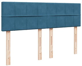 vidaXL Κρεβάτι Boxspring με Στρώμα Μπλε 160x200 εκ. Βελούδινο