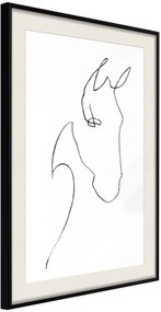 Αφίσα - Sketch of a Horse's Head - 30x45 - Μαύρο - Με πασπαρτού