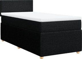 vidaXL Κρεβάτι Boxspring με Στρώμα Μαύρο 90x190 εκ.Υφασμάτινο