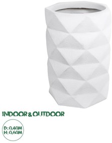 20743 GloboStar® Artificial Garden VARENNA 20743 Επιδαπέδιο Πολυεστερικό Τσιμεντένιο Κασπώ Γλάστρα - Flower Pot Λευκό Φ40 x Υ60cm